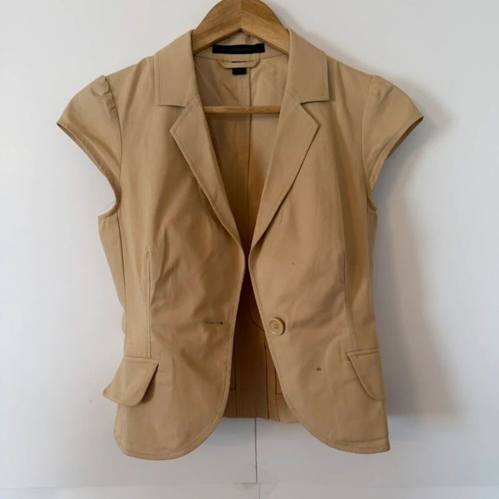 Express Design Studio Khaki Short Sleeve Blazer Jacket Size 2